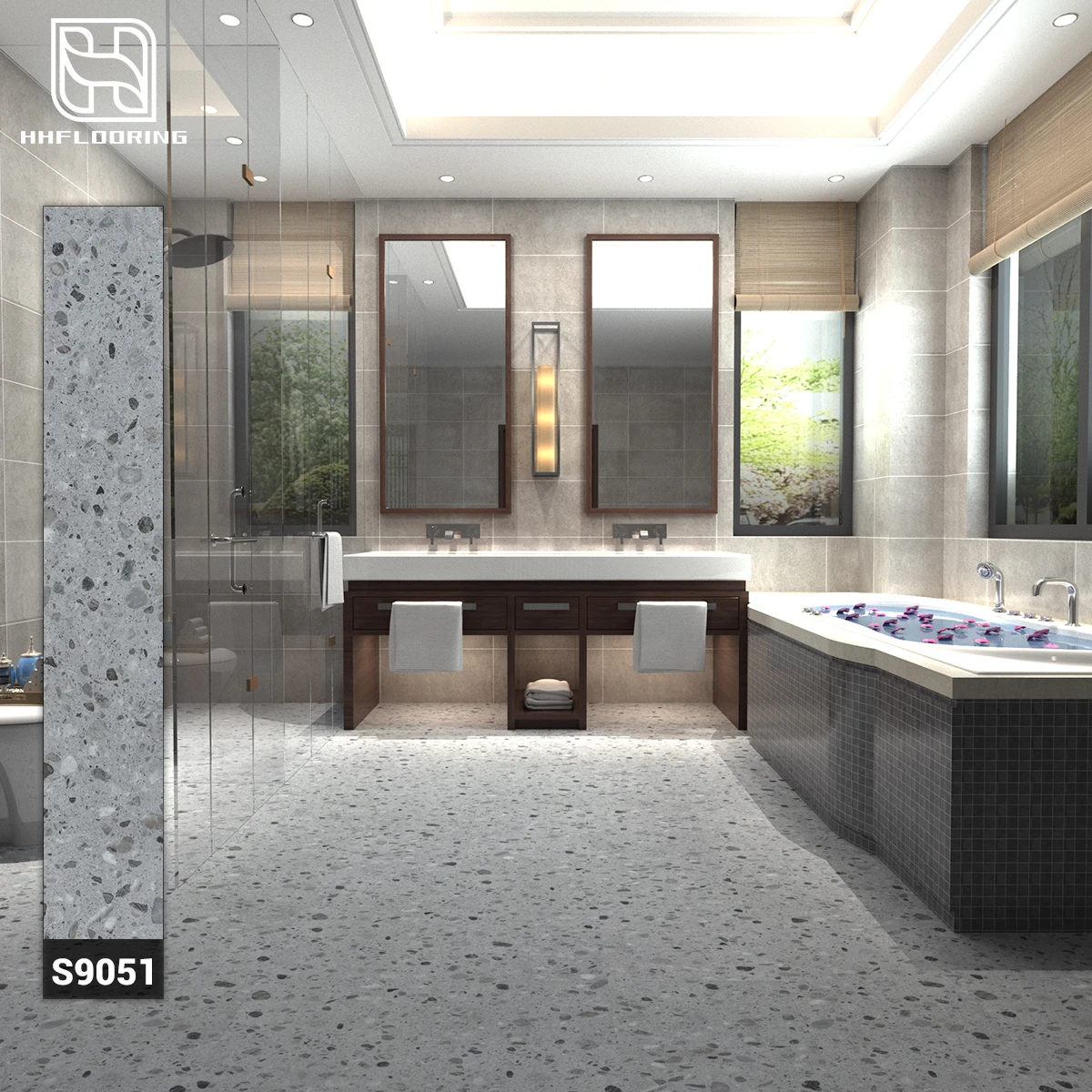 HHFLOORING NEW spc flooring rigid core vinyl plank Granite/Marble/Stone S9051