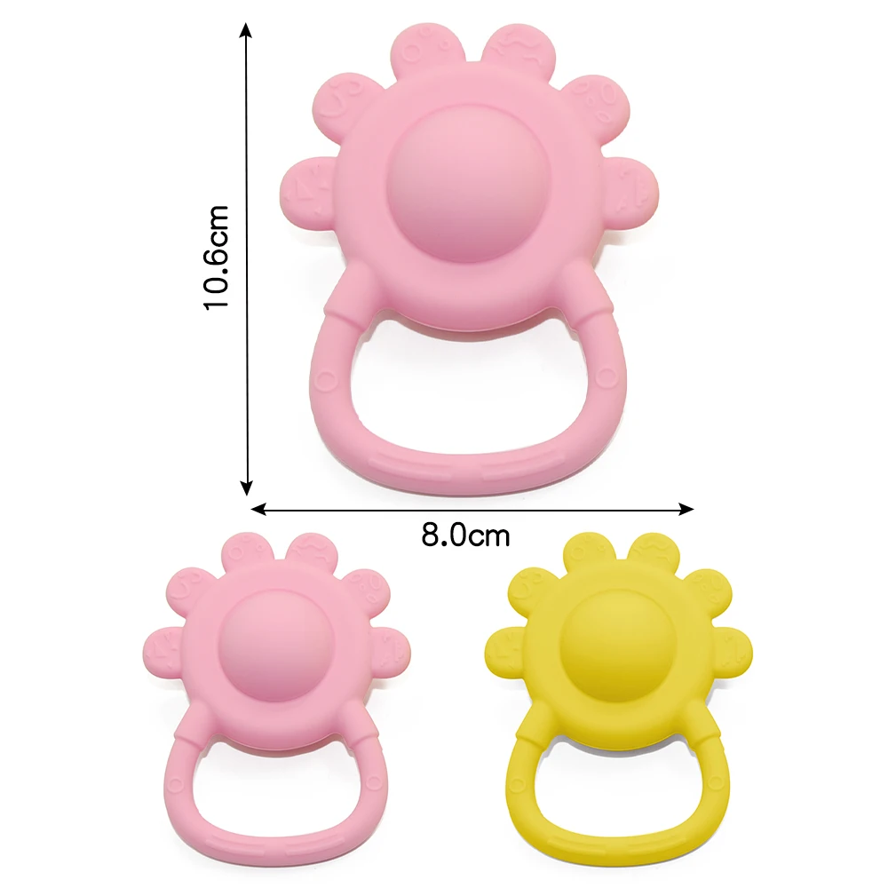 Baby Rattle Toy Chewable Early Education Hand Grip Grasp Training Rattle Newborn Silicone Rattle Teether Toy