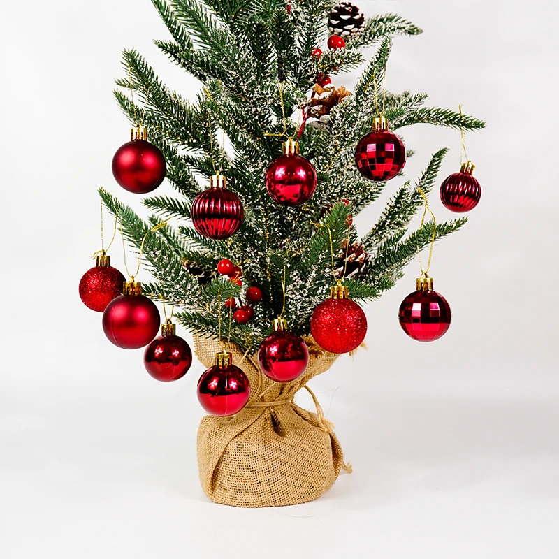 36Pcs Red Christmas Holiday Hanging Balls 5 Style for Xmas Tree Birthday Halloween Holiday Wedding Christmas