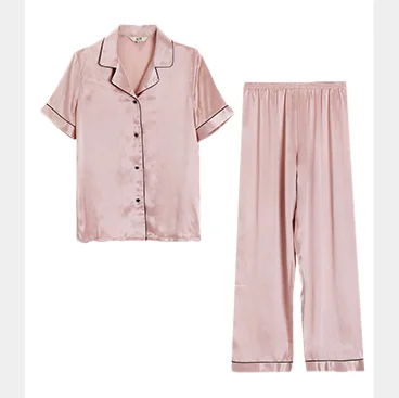2022 wholesale Romantic 100% natural Silk Pajamas For Couples long sleeves and pants