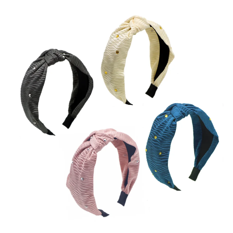 Высококачественные блестящие розовые повязки на голову оптом со стразами и бриллиантами для женщин белые