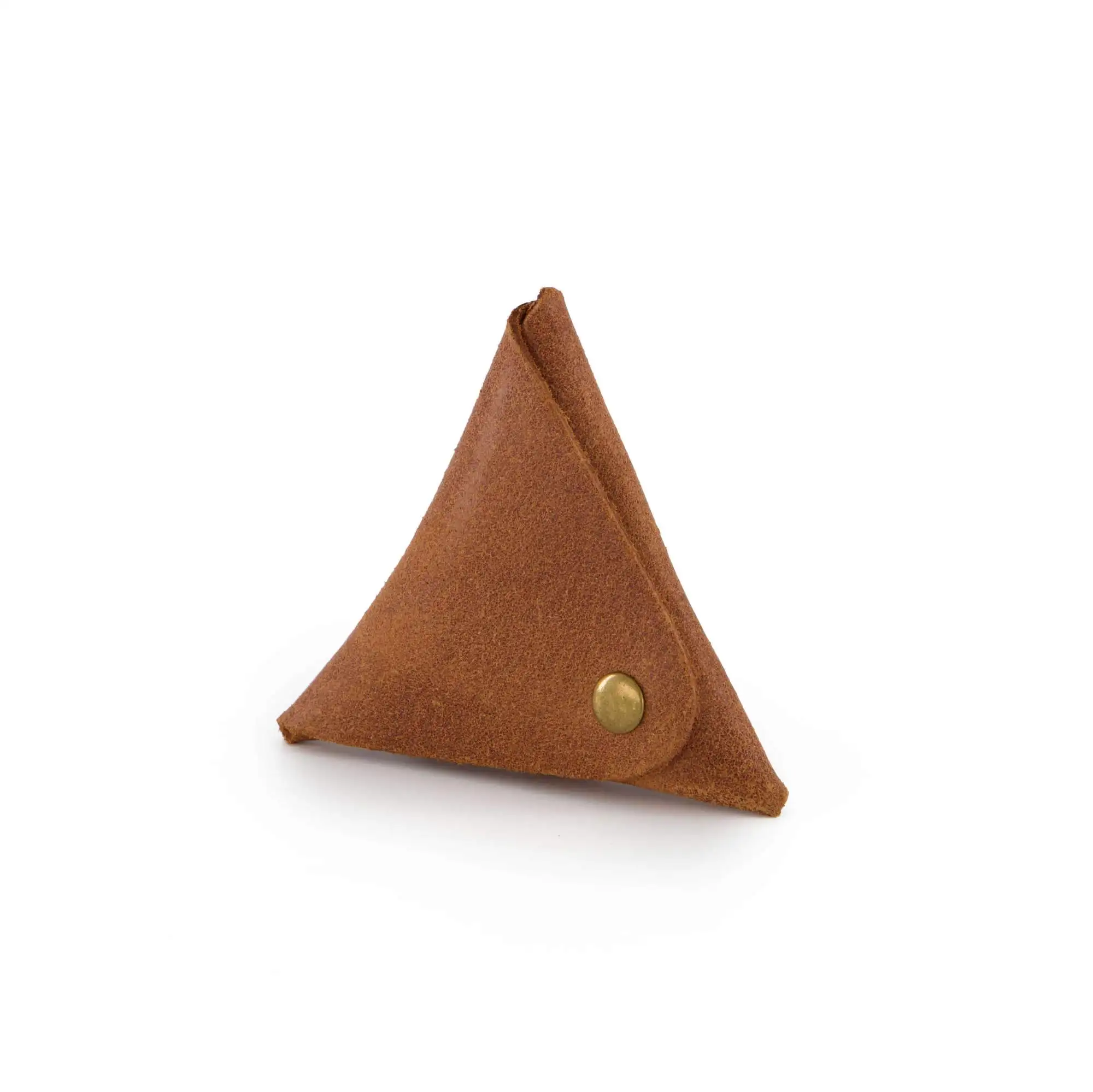 Stylish Custom Leather Coin Zipper Pouch Case Baffalo Small Mini Triangle Pyramid Square Trapezoid Fashion Tied Purse with Logo