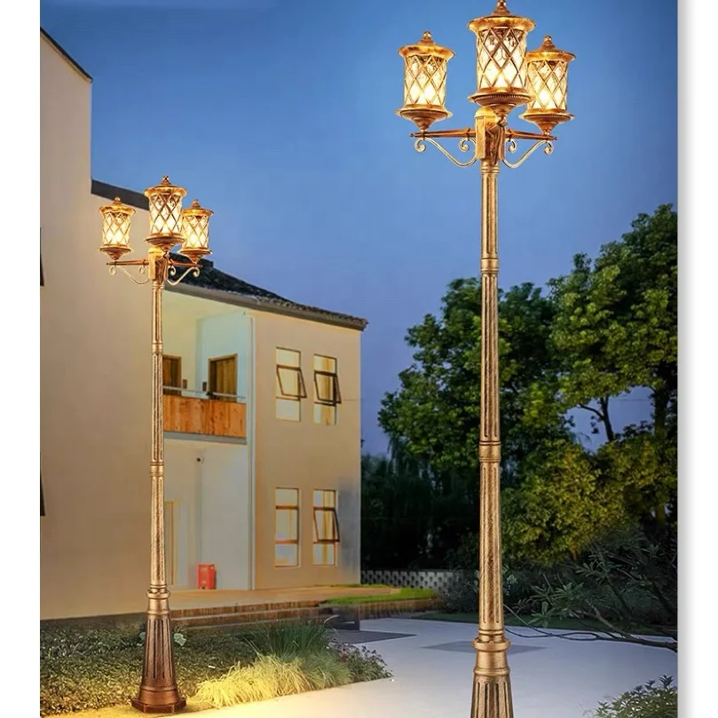 3 high pole garden lights outdoor i waterproof courtyard garden community European retro LED outdoor courtyard lights