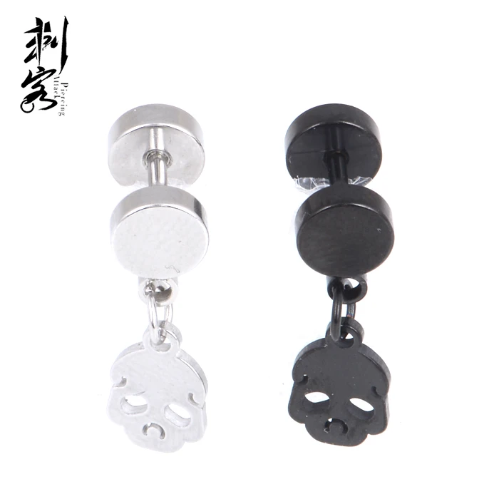 316L Surgical Steel Fake Ear Expander with Skull Fake Ear Plug