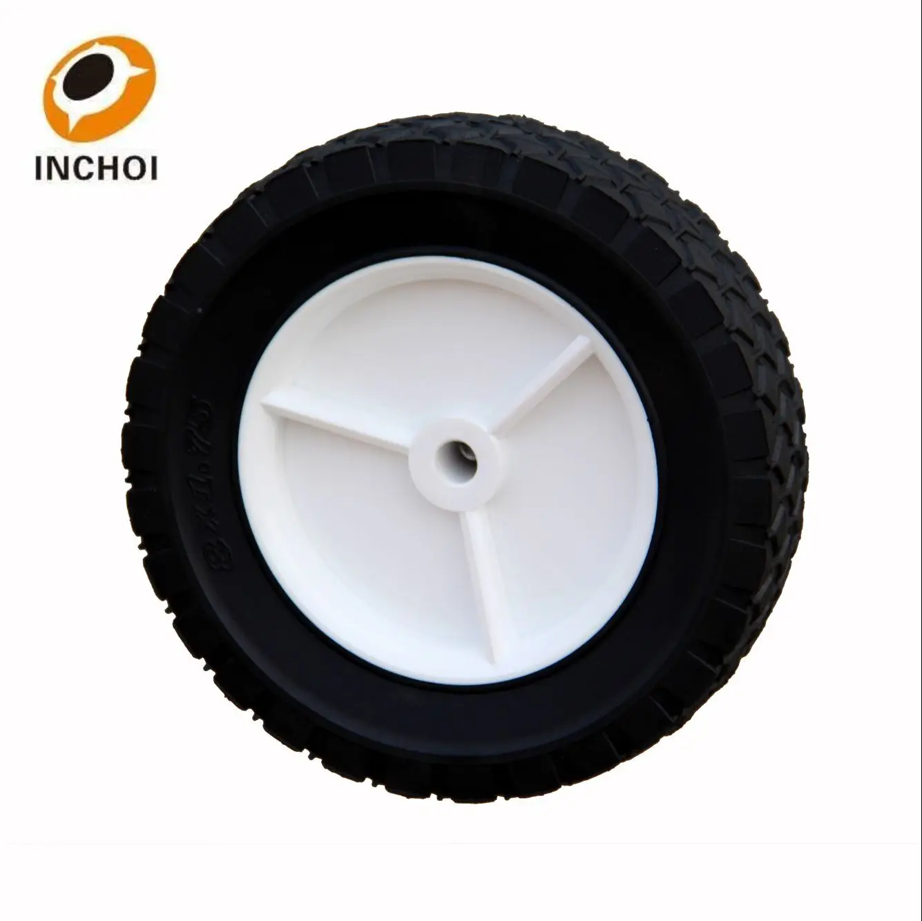 7 inch diamond rubber wheel with white plastic hub for trolley