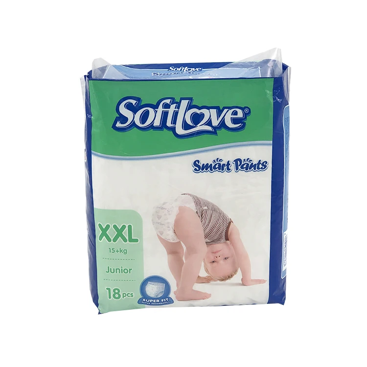 Softlove XXL 18 хорошего качества одноразовые детские подгузники дышащие дешевые детские подгузники