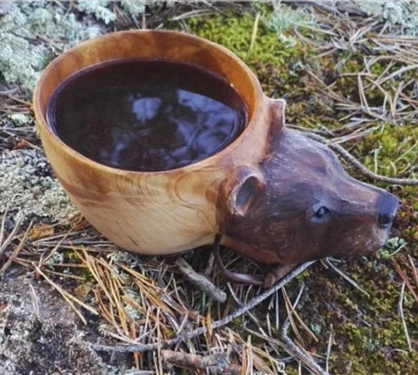 IRONDONKEY Outdoor Wooden Cup Can Be Printed With LOGO Coffee  Tourism Climbing Solid Wood Animal Water Cup