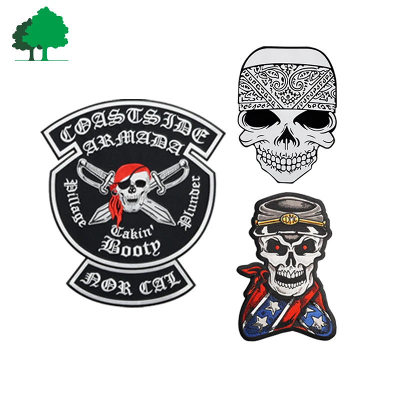 Direct factory sale custom high quality cheaper embroidery skull patch
