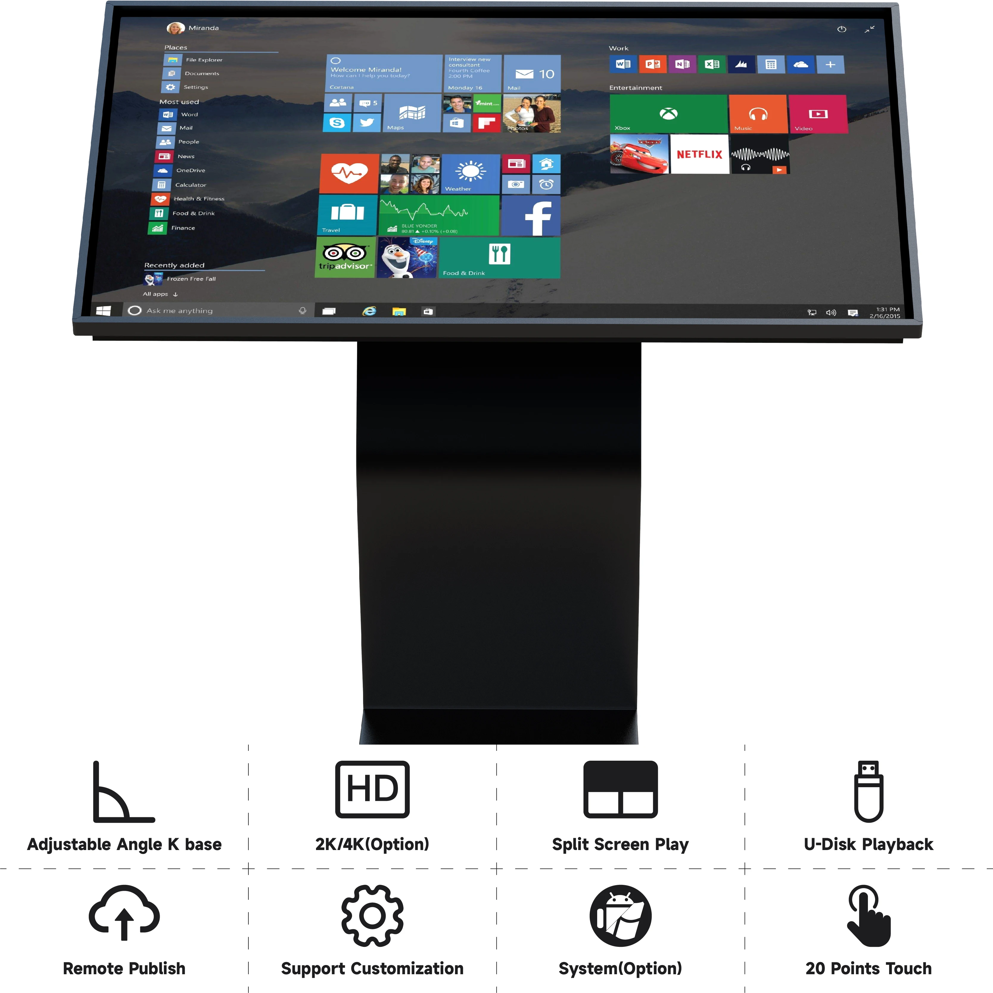 2024 New Interactive Floor Standing Totem Touch Screen 55 Inch Shopping Mall Indoor Interactive Kiosk 450nits Information Kiosk