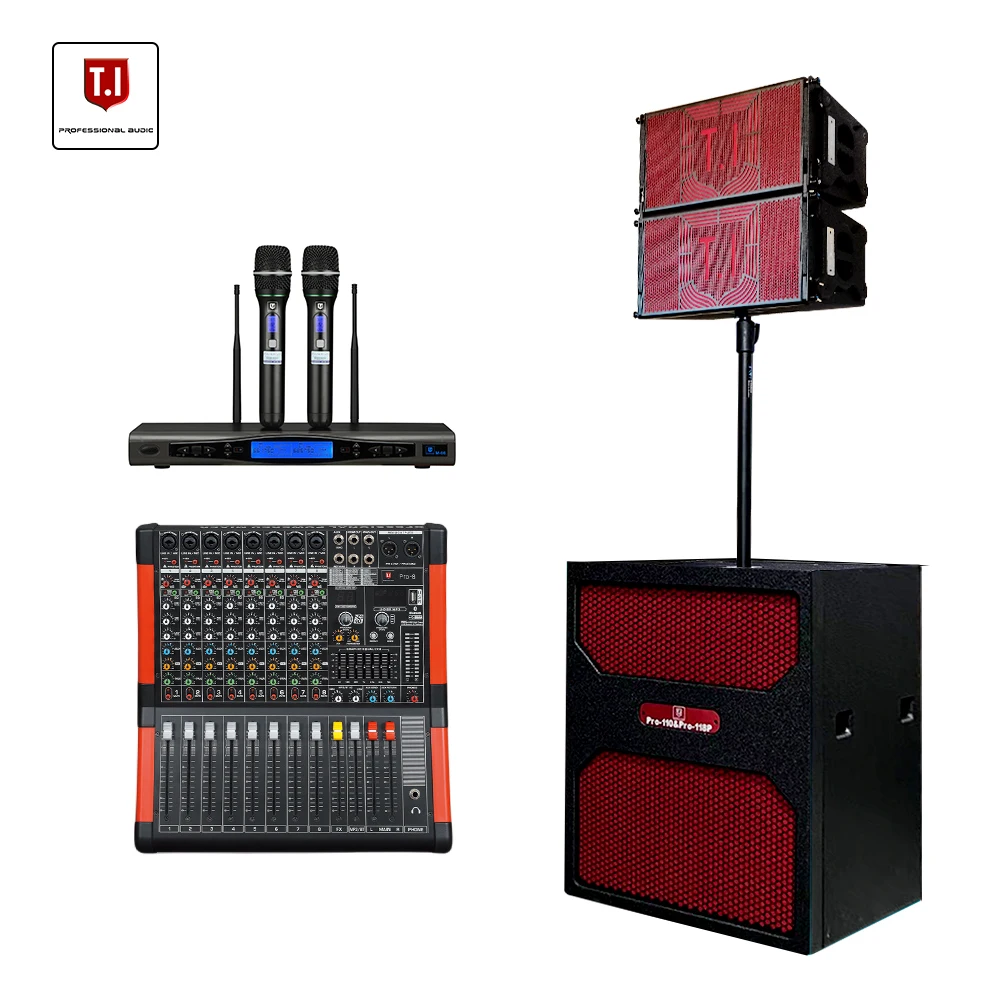 Professional audio dj equipment sound system single 10 inch passive line array speakers set T.I PRO AUDIO