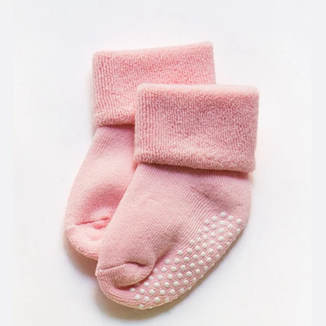 Wholesale Eco friendly warm soft terry cotton winter newborn infant socks loose mouth non-slip baby socks