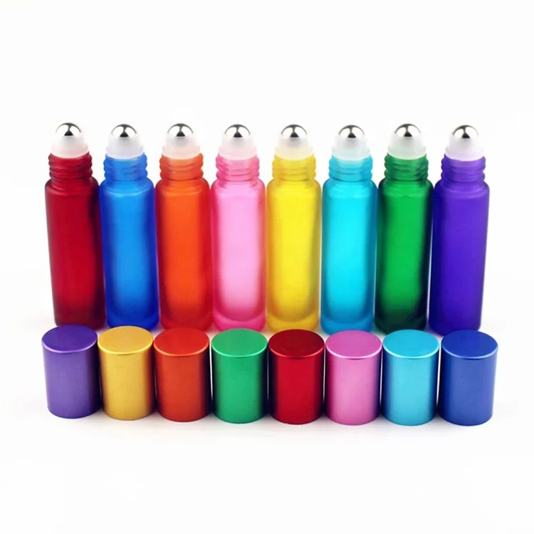 5ml 10ml purple perfume essential oil roll on bottles matt glass bottle with roller ball