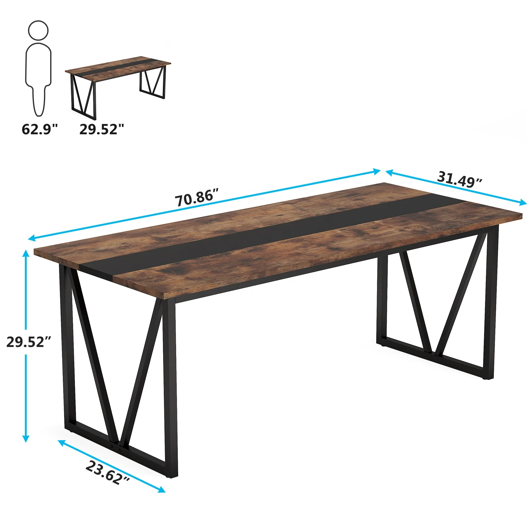 Tribesigns 6 FT Brown Conference Table Modern Meeting Seminar Table Training Table for Office Conference Room