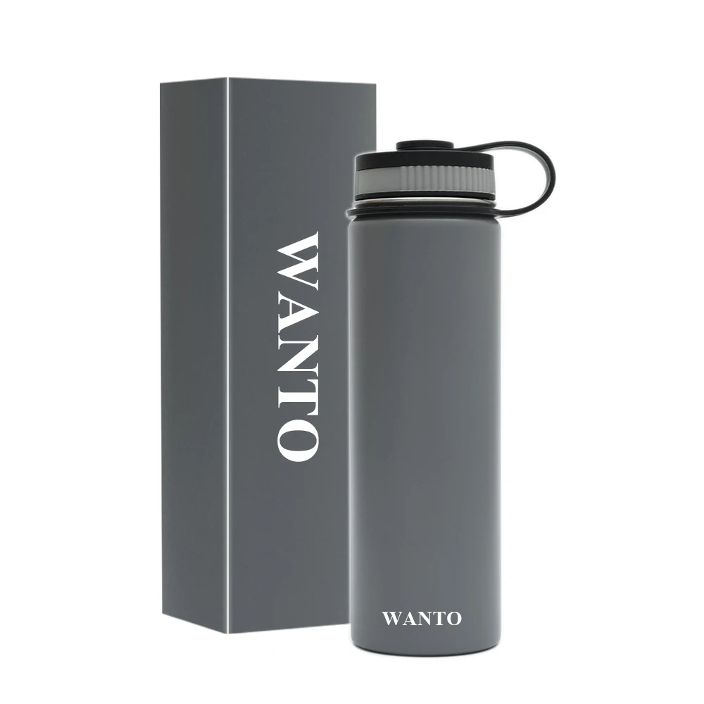 Wanto Office Stainless Steel Metal Customized Vacuum Insulated Water Bottle Thermos Manufacturing