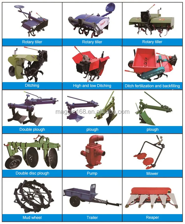 Self-propelled type Ridge planter trailer harvester Two Wheels With Plough Rotavator Corn Wheat Planter mini tractor 8-32 hp