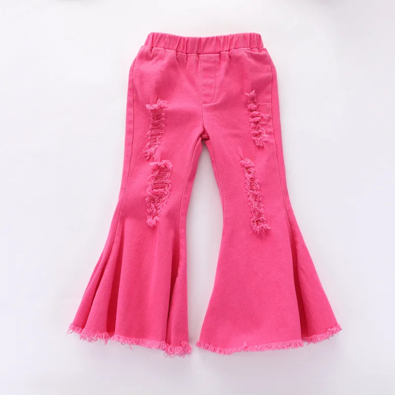 Girls Pants Europe and America Fashion Jeans Flared Trousers Children Toddler Baby Kids Denim Bell Bottom Boot Cut Pants