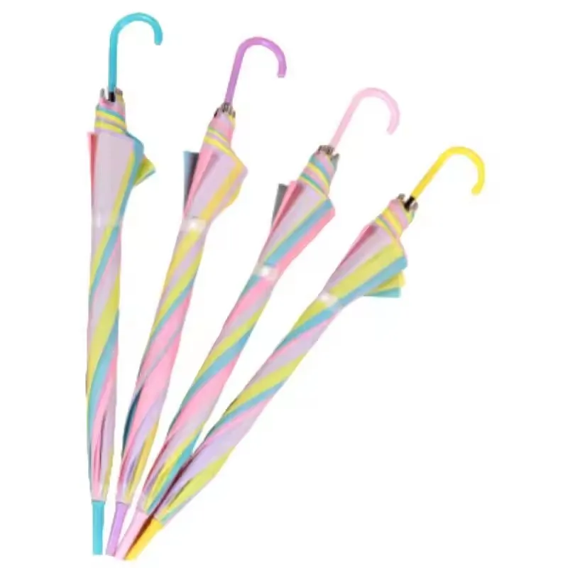Wholesale rain waterproof Colored Uv Windproof rainbow umbrellas for rain Logo Custom Print