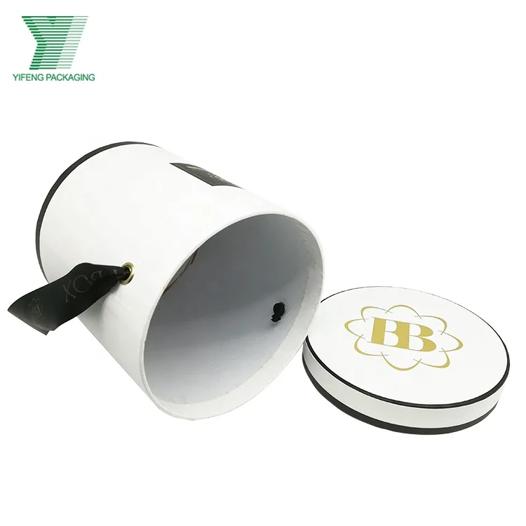 Hat Round Packaging Hard Paper Round Flower Gift Paper Boxes Flower Boxes With Ribbon Handle