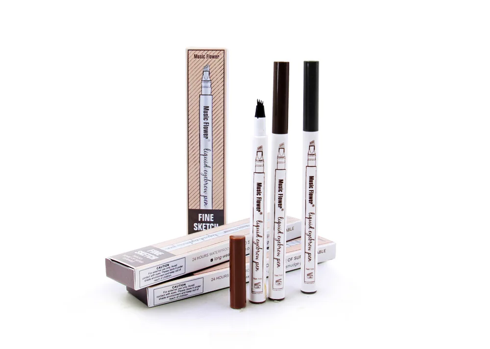 4 Head Fine Sketch Pencil Microblading Eyebrow Tattoo Pen Waterproof Brown Thin Pen Eyebrow Enhancers Makeup Tool