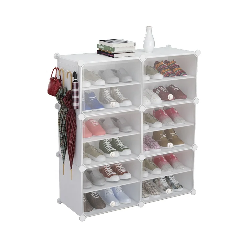 Самодельный пластиковый шкаф для обуви, 24 пары обувных стеллажей, органайзер, полка для обуви черного цвета для использования в гостиной