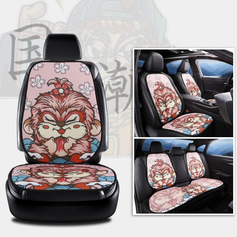 CNWAGNER Luxury Universal Leather linen Auto Chinese style Monkey King Car Seat Cover full