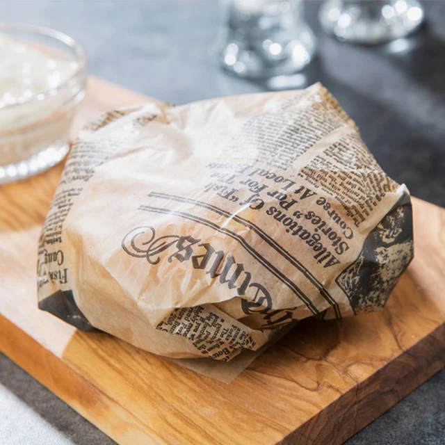 
Custom logo printing food grade burger wrapping paper bag 