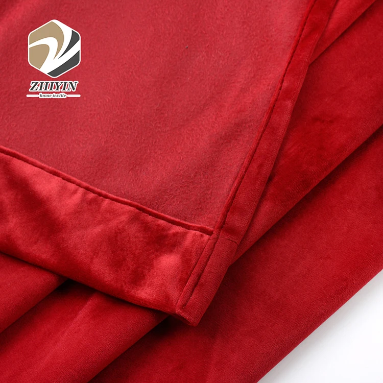 New products soild soft feeling red velvet curtains for the living room ready made