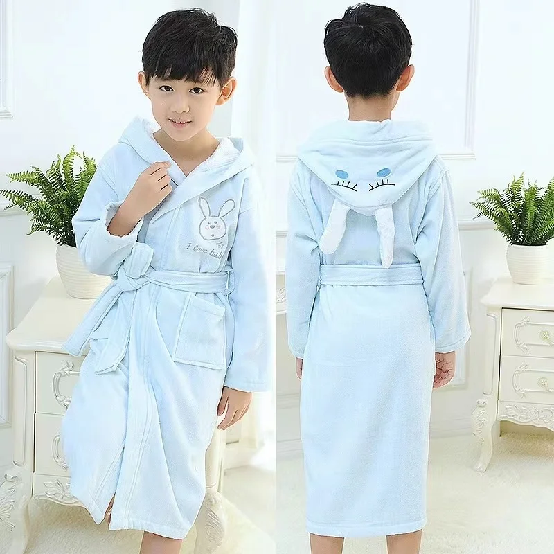 Ultra Soft Kids Bathrobe Thick Fleece Children 100% Cotton Robes towel bathrobe For Kids