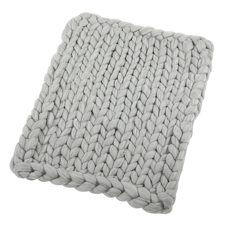 Chenille Handmade Coarse Wool Blanket Chunky Knitted Multiple Blanket For Home decoration Polyester Fabric Factory Price