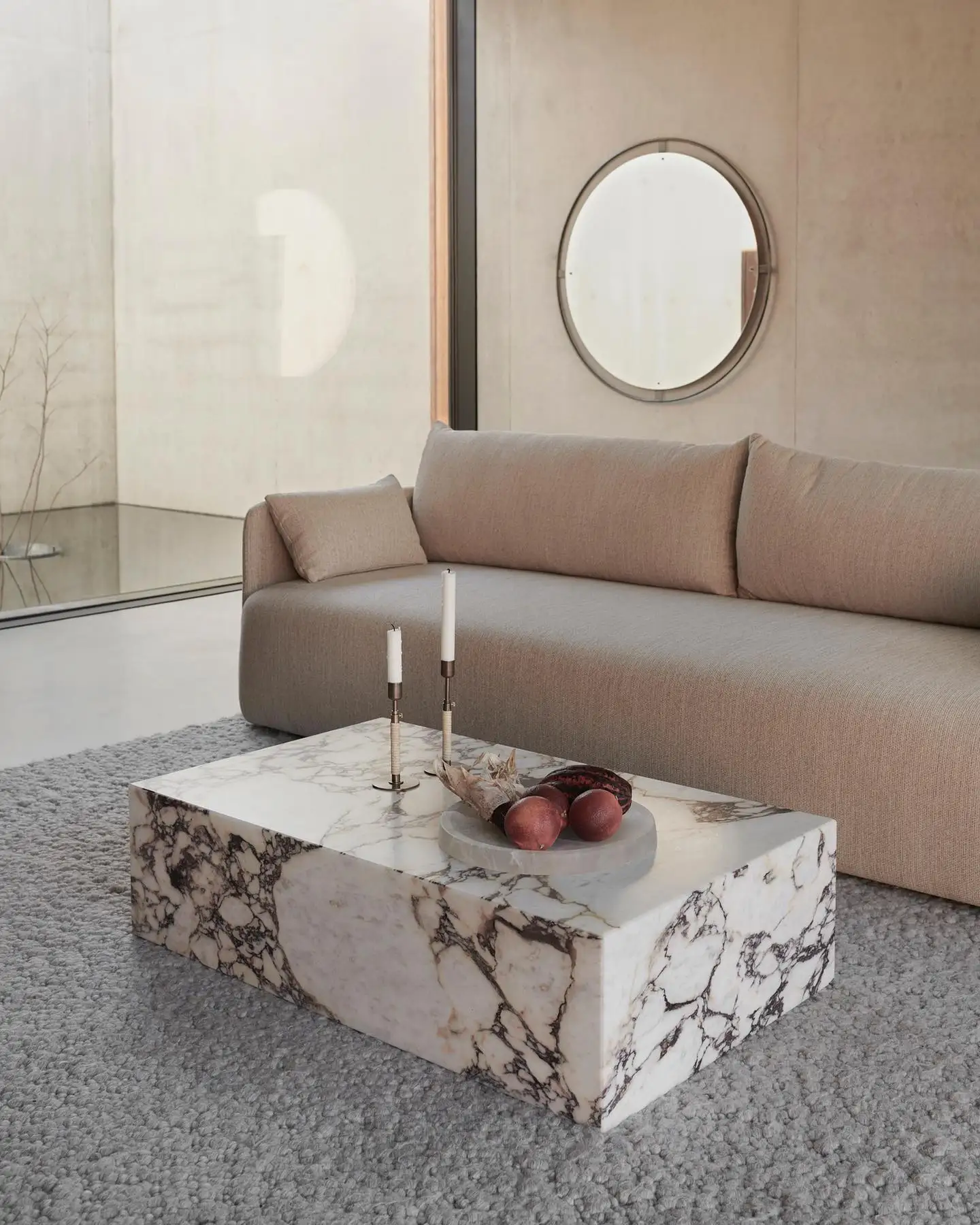 Hotel Marble Plinth Stone Side Table Italian Calacatta Viola Marble Coffee Table