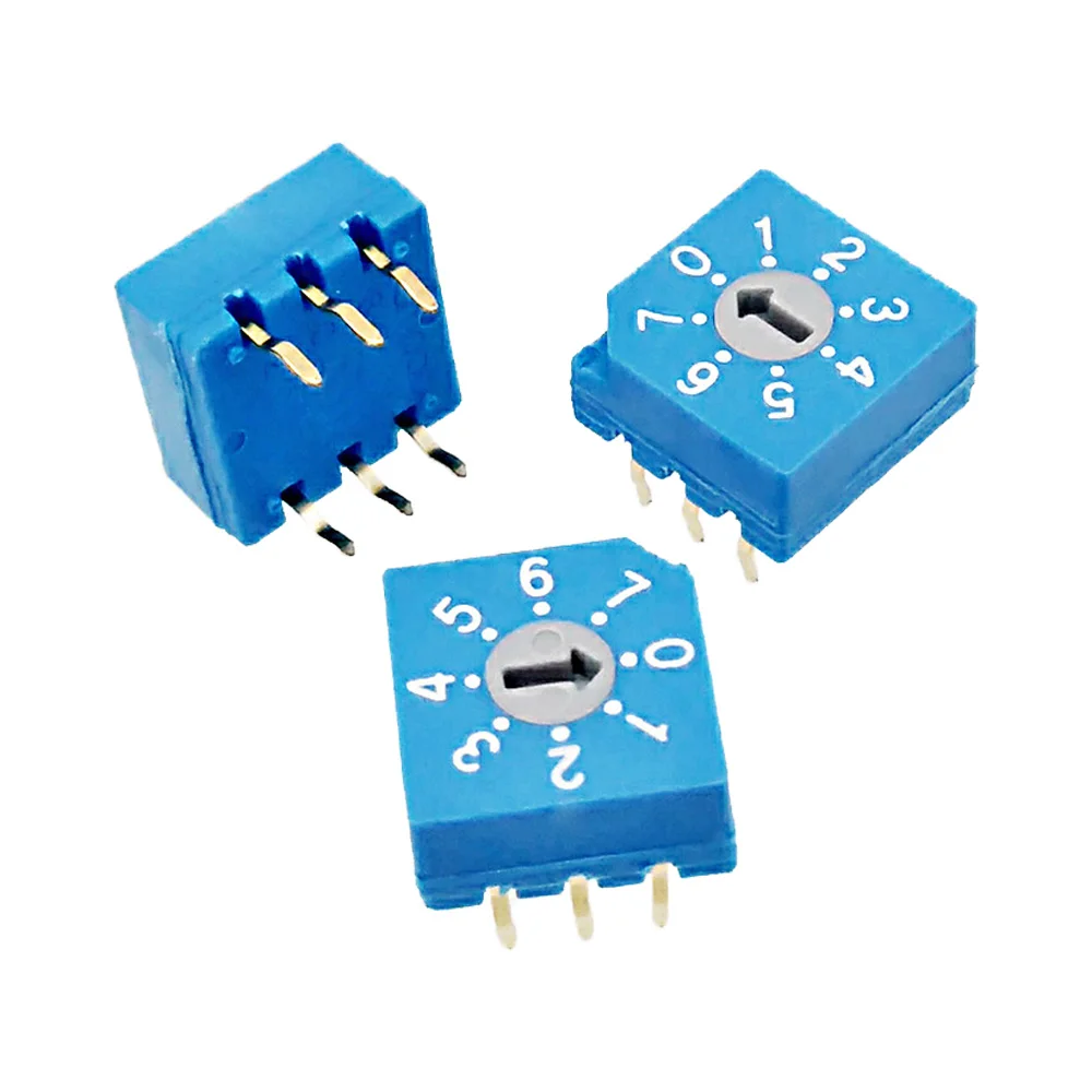 3+3 Pins Thru-hole Terminal Flat Rotor  0-7 8 Position Miniature Rotary Dip Switch