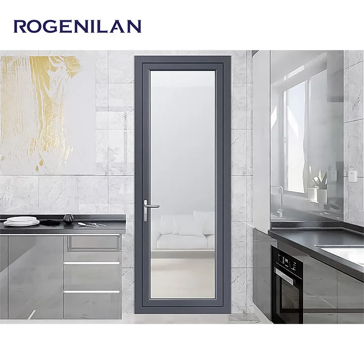 Foshan Cheap smoked glass interior doors white aluminum frame bathroom doors hotel interior french double swing door