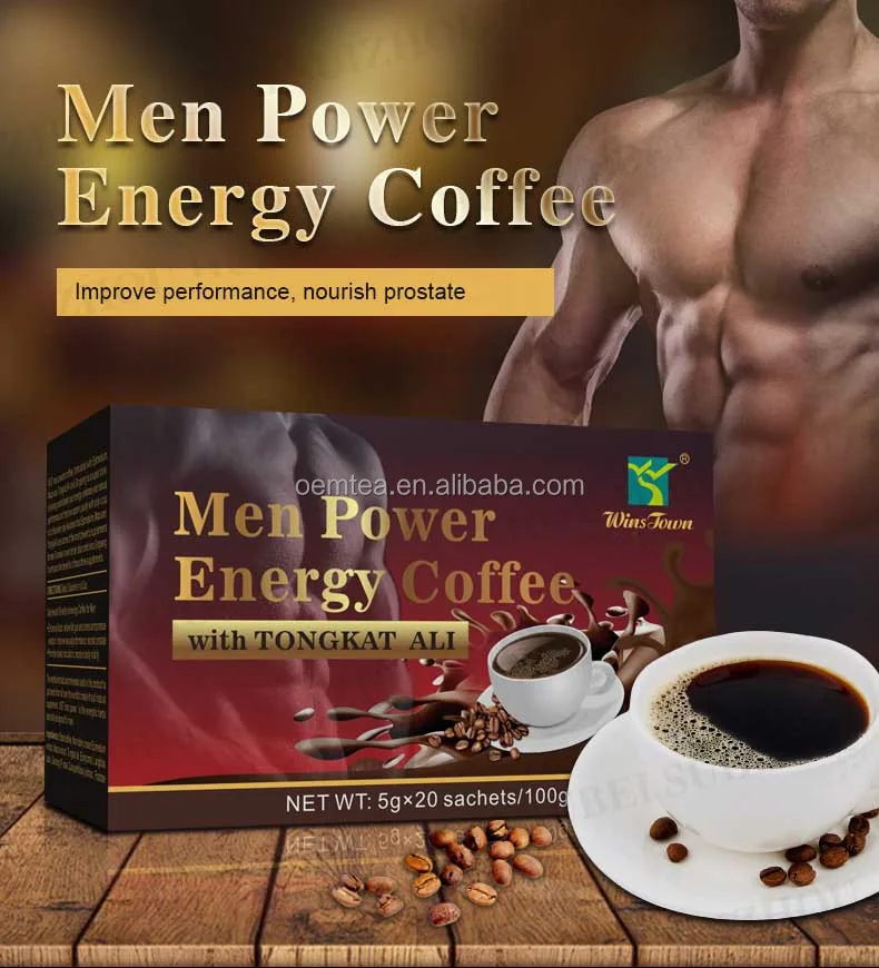Custom Men Power Organic Herbal Coffee Maca X Power Coffee For Tongkat Ali Maca Man Power Energy Coffee