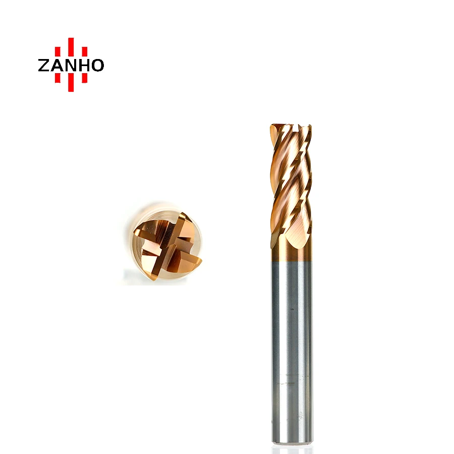 ZANHO High-Performance Solid Carbide End Mill Metric Standard Size CNC Machine Cutting Tools with Corner Radius