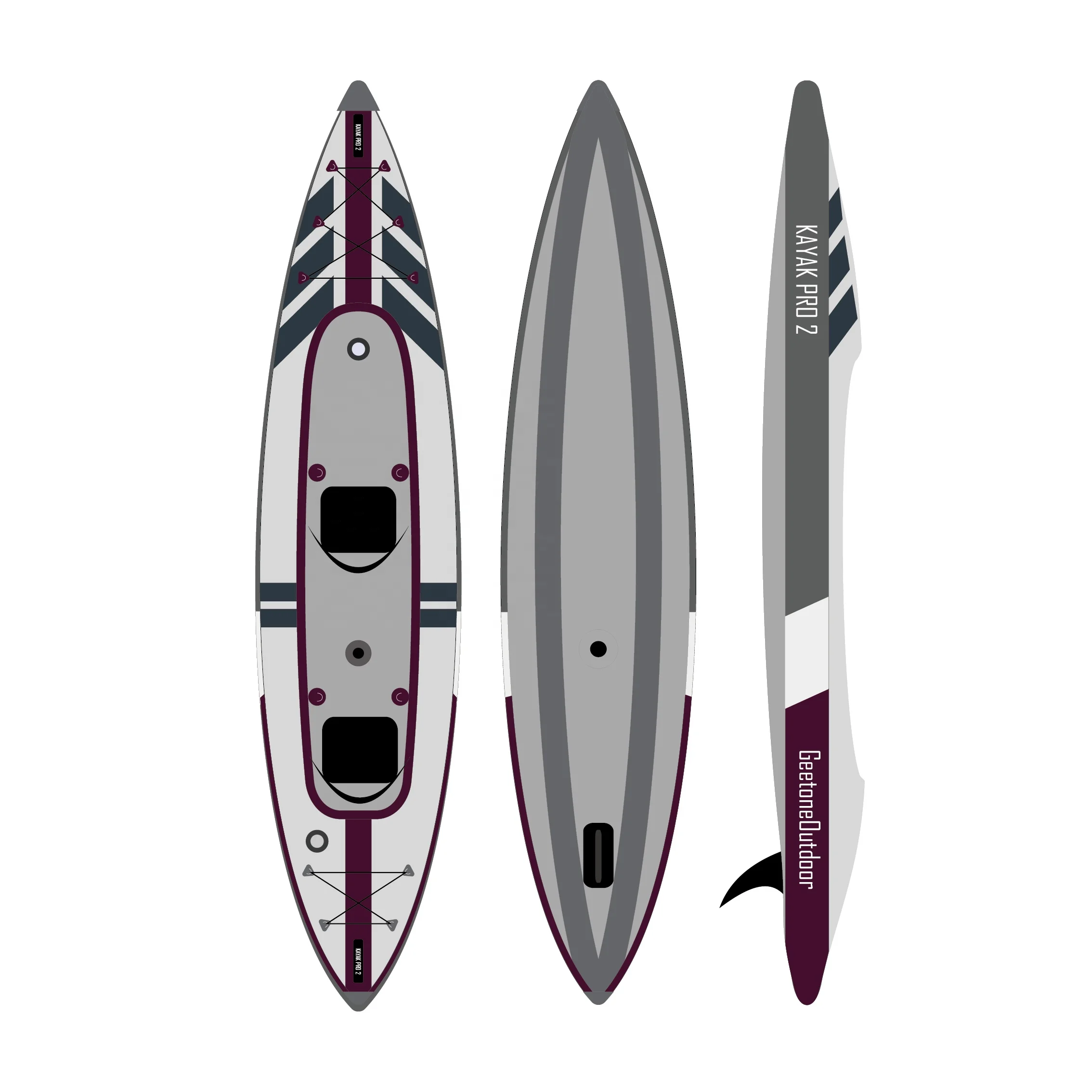 GEETONE 2 Person Recreational Kayak Inflatable Drop stitch Kayaks Gonflabl High Pressure 15PSI Coasto Sandbanks Kayaker Extasea