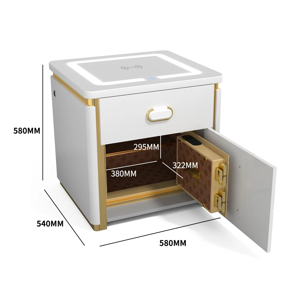 
Home furniture small modern wood bedside table night stand hidden safe box for bedroom 