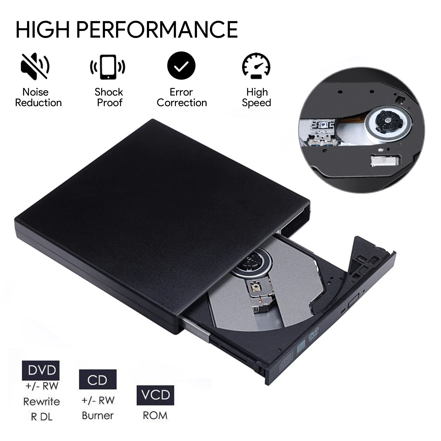  Внешний CD-привод USB 2 0 портативный привод CD/Dvd +/-Rw тонкий Dvd/CD Rom записывающее устройство горелка для ноутбука настольного ПК Windows 10/8/XP