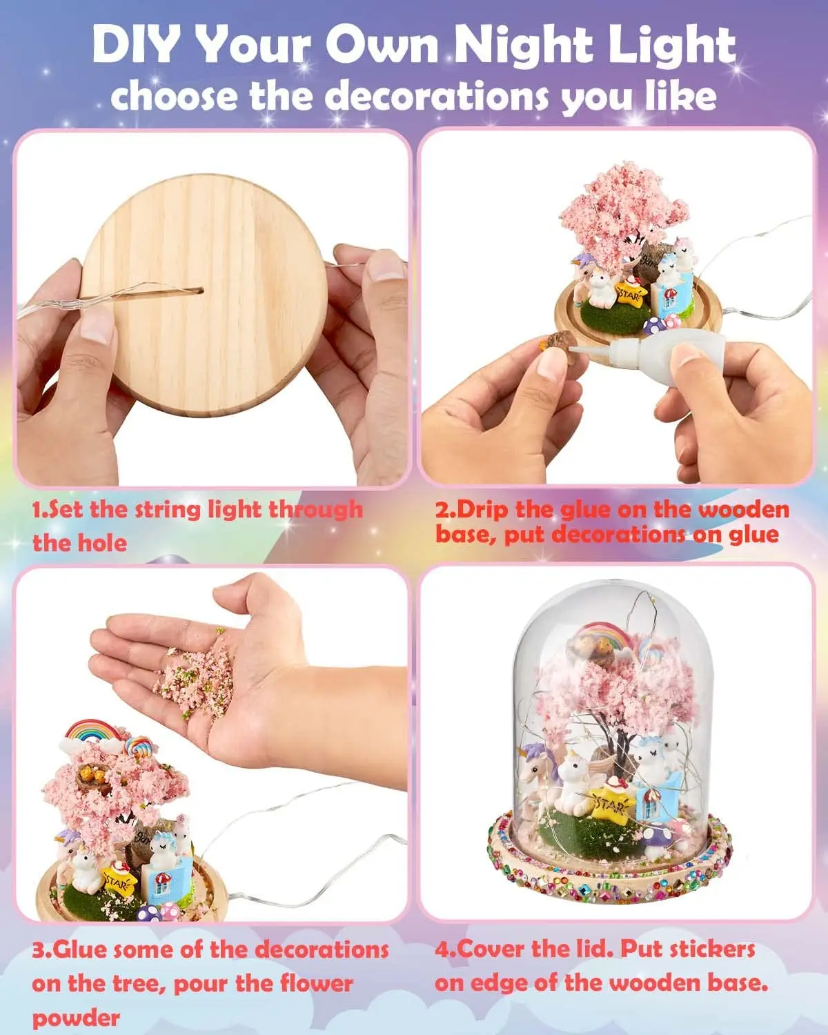 Hot Selling Unicorn Mini Light-up Toys DIY Night Light Craft Kit Arts And Crafts Toy For Girls