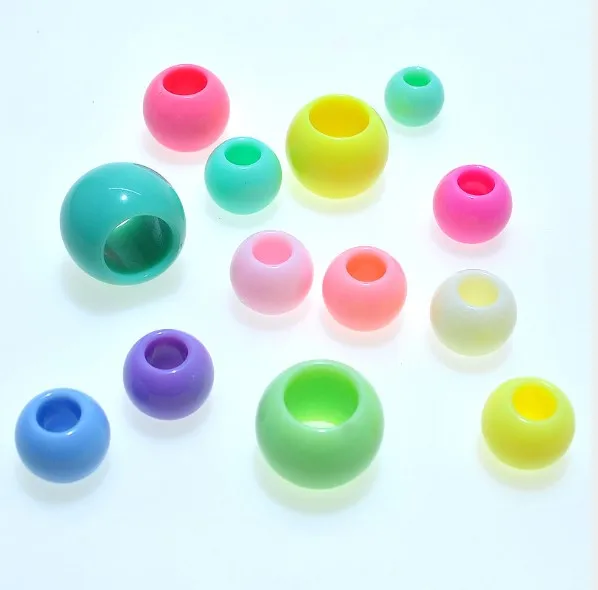 10mm Candy Color Acrylic Round Spacer Big Hole Pony Beads For Jewelry Making DIY Beads Accessories