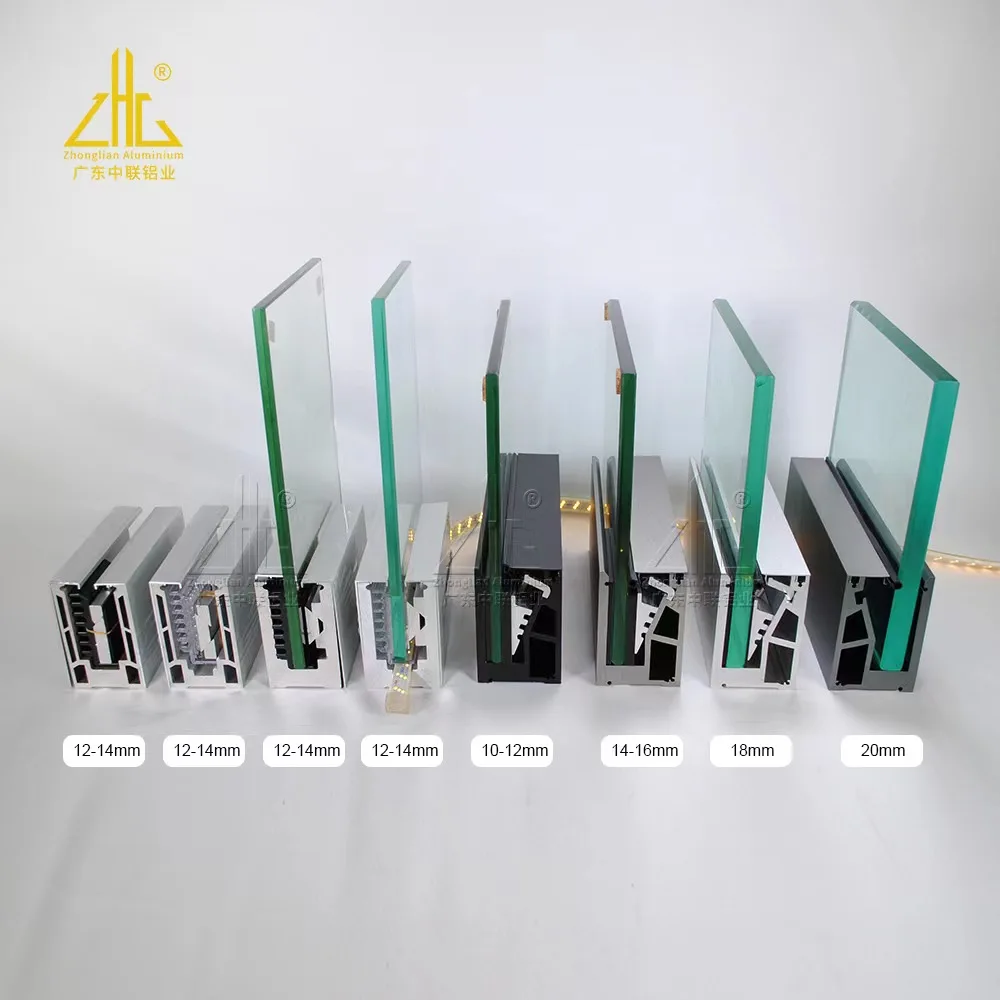 New design frameless tempered glass balcony railing with aluminum U channel glass railing system with LED light