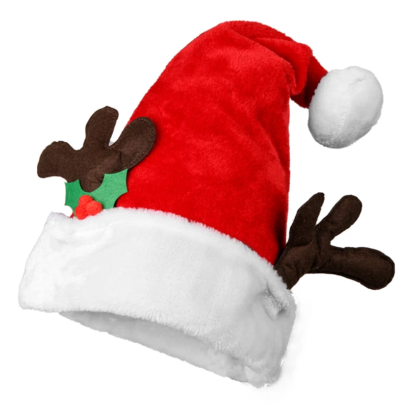 
Mini Knit Luminous Fur Bear Antlers Christmas Santa Hat With Bell 