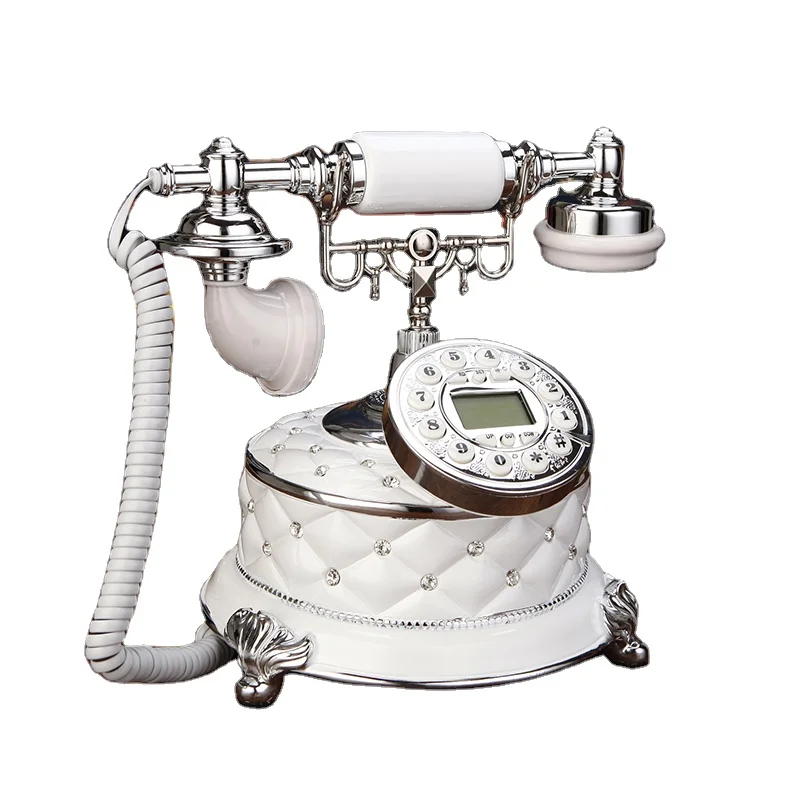 European style white diamond antique telephone set fashion creative high-grade retro old telephone home landline
