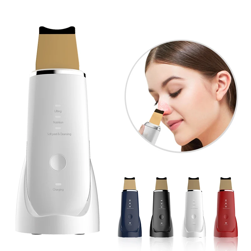 Factory ready to ship deep pore cleaner stainless steel  24K gold waterproof wireless charger Ultrasonic Skin Scrubber