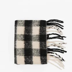 Classic black and white checkerboard scarf plaid soft thin scarf female winter warm dual-use long scarf shawl