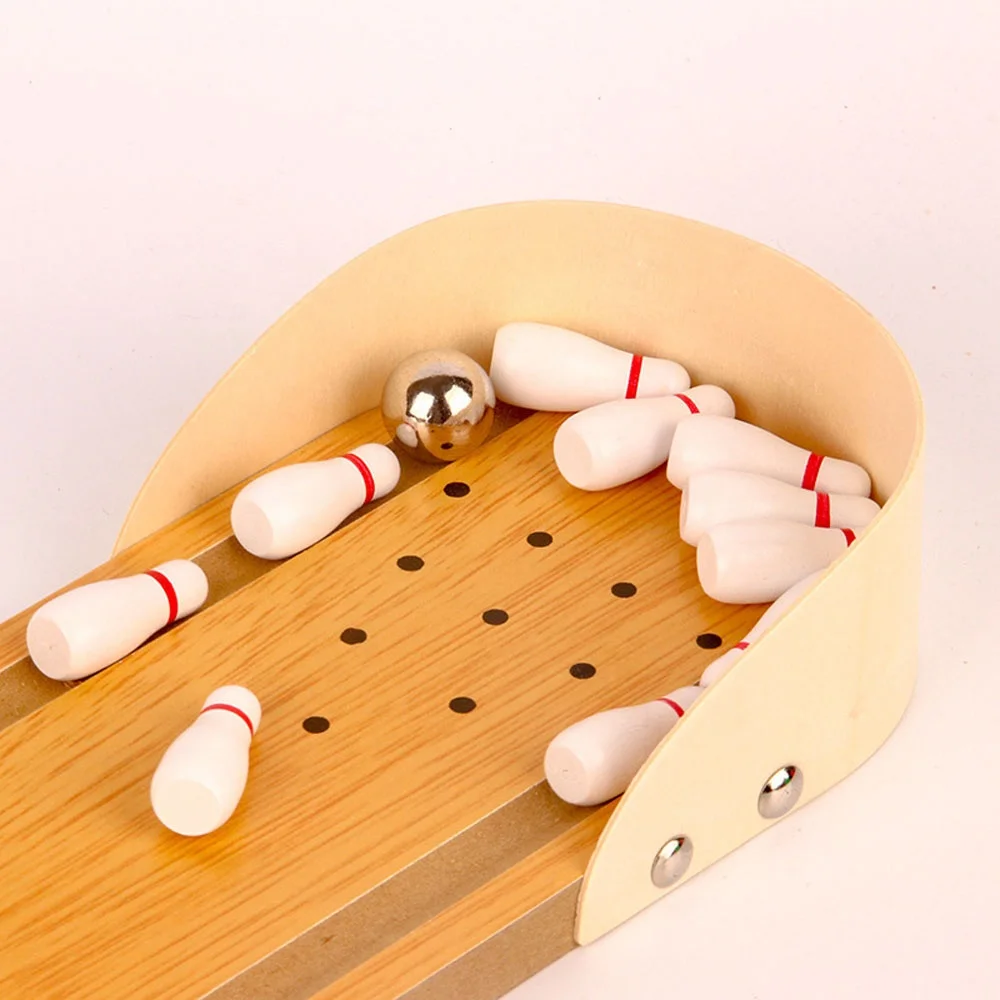 Parrot Bird Wooden Mini Desktop Bowling Toy Parakeet Intelligence Training Game for Finch Budgie Cockatiels Conures Love Birds