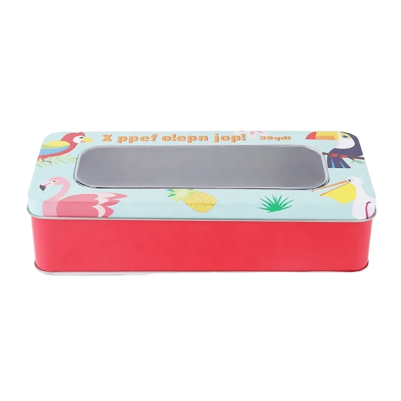 China Suppliers Hot Sale Rectangular Gold Gift Tin Box With Window