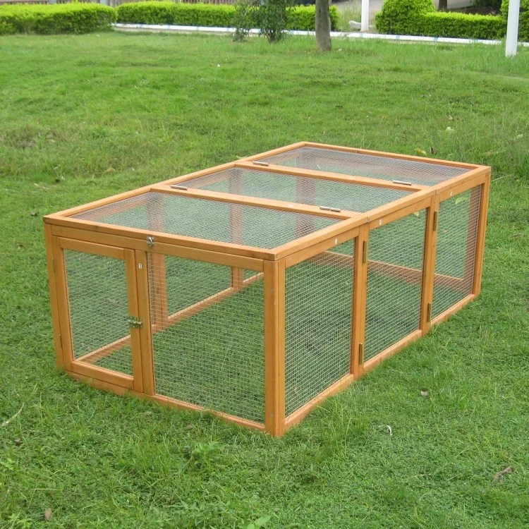 Easy clean folding wooden chicken coop run