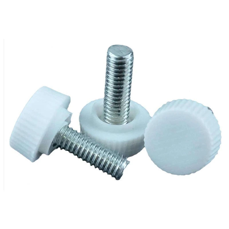 M4 M5 M6 White Head Handle Hand Round Knurled Rubber Thumb Screw Plastic Tighten Bolt Nuts Knob