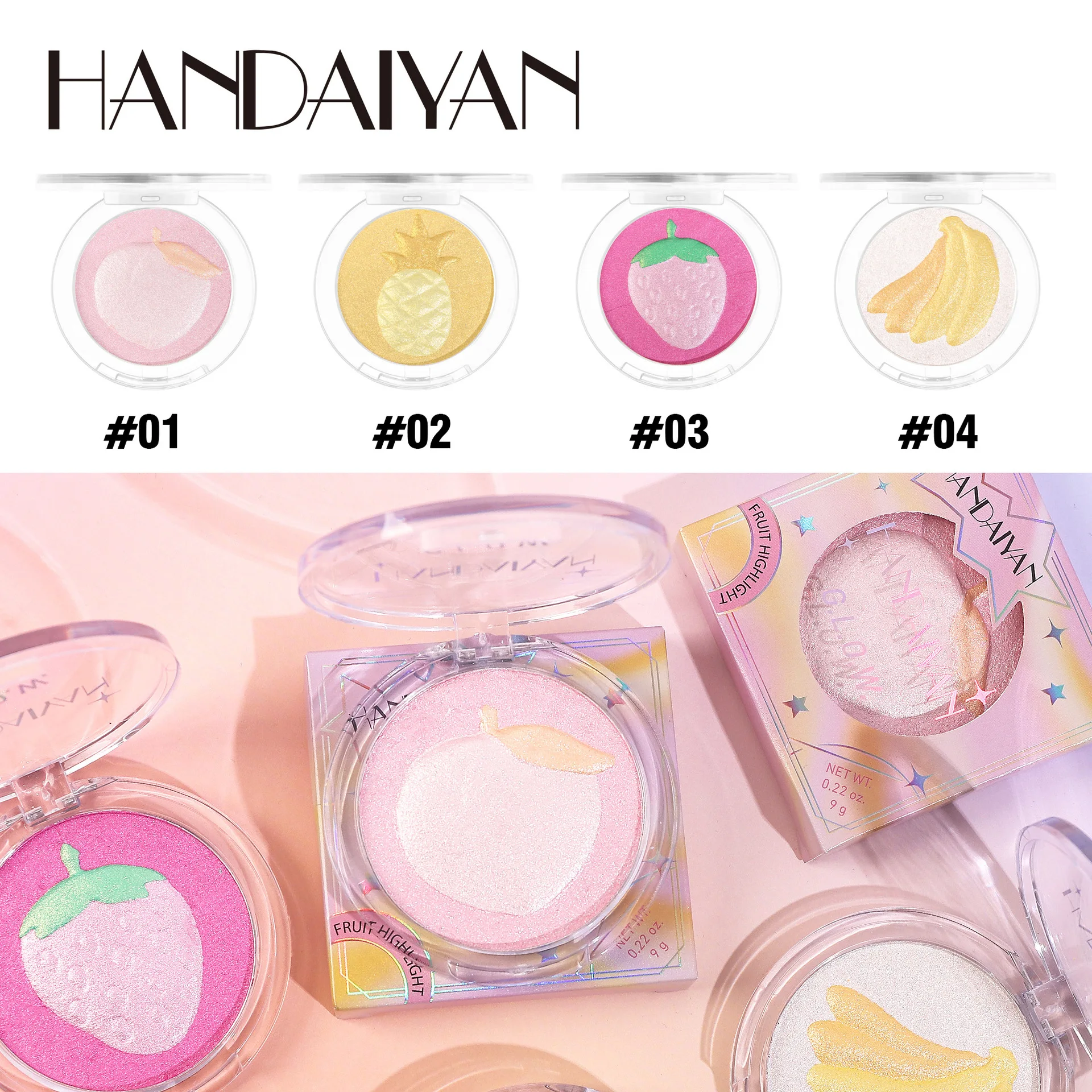 Pearlescent Fine Glitter Powder High Gloss Fruit Series Powder Beautification Brightening Plate Color Makeup
