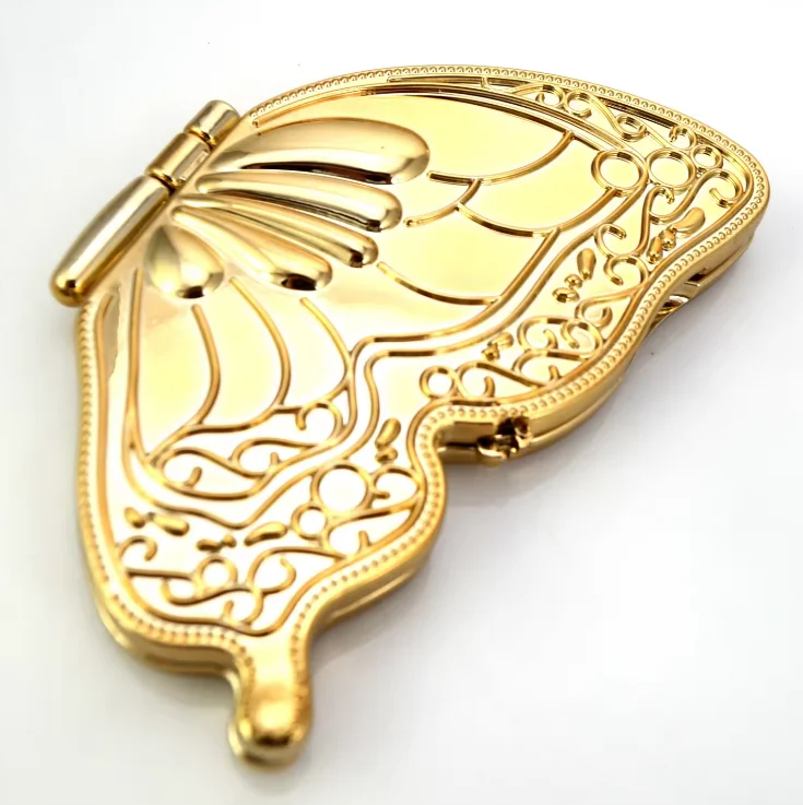 Butterfly Pocket Plastic Mirror Compact Makeup Mirror UV Gold Compact Mirror